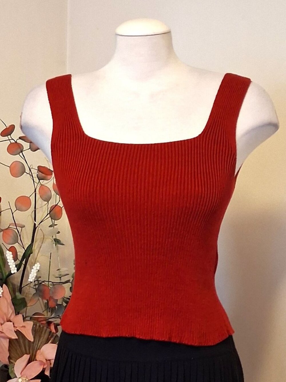 Kroshetta High Quality Knitwear Tank Top Stretchy Red Camisole 10
